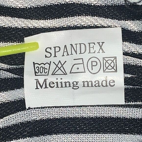 Mei ing Womens Size Small Tie High Waist Cropped‎ Pants Black White Stripe - Picture 3 of 7